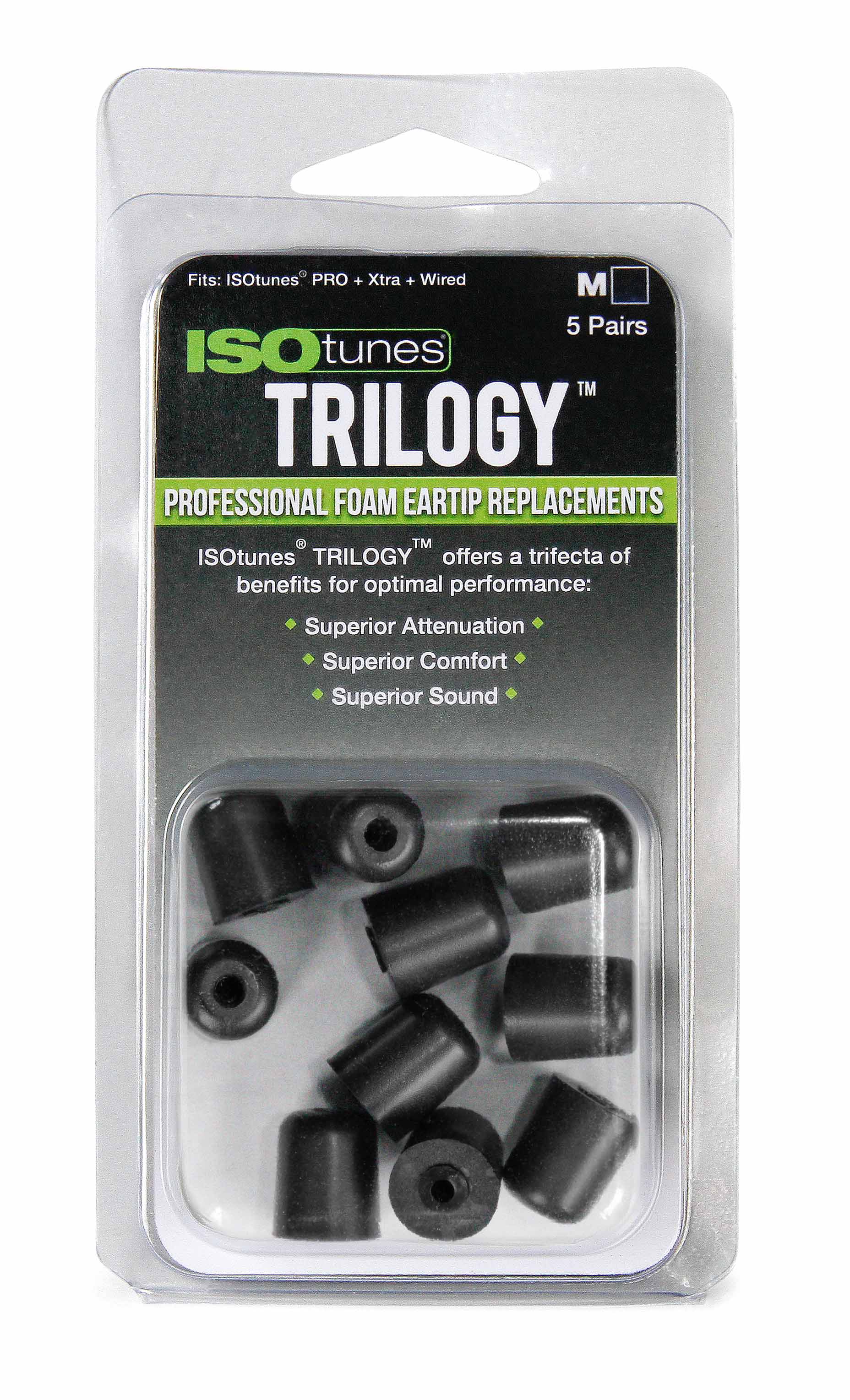 TRILOGY™ Foam Replacement Eartips (5 pair pack) - ISOtunes®