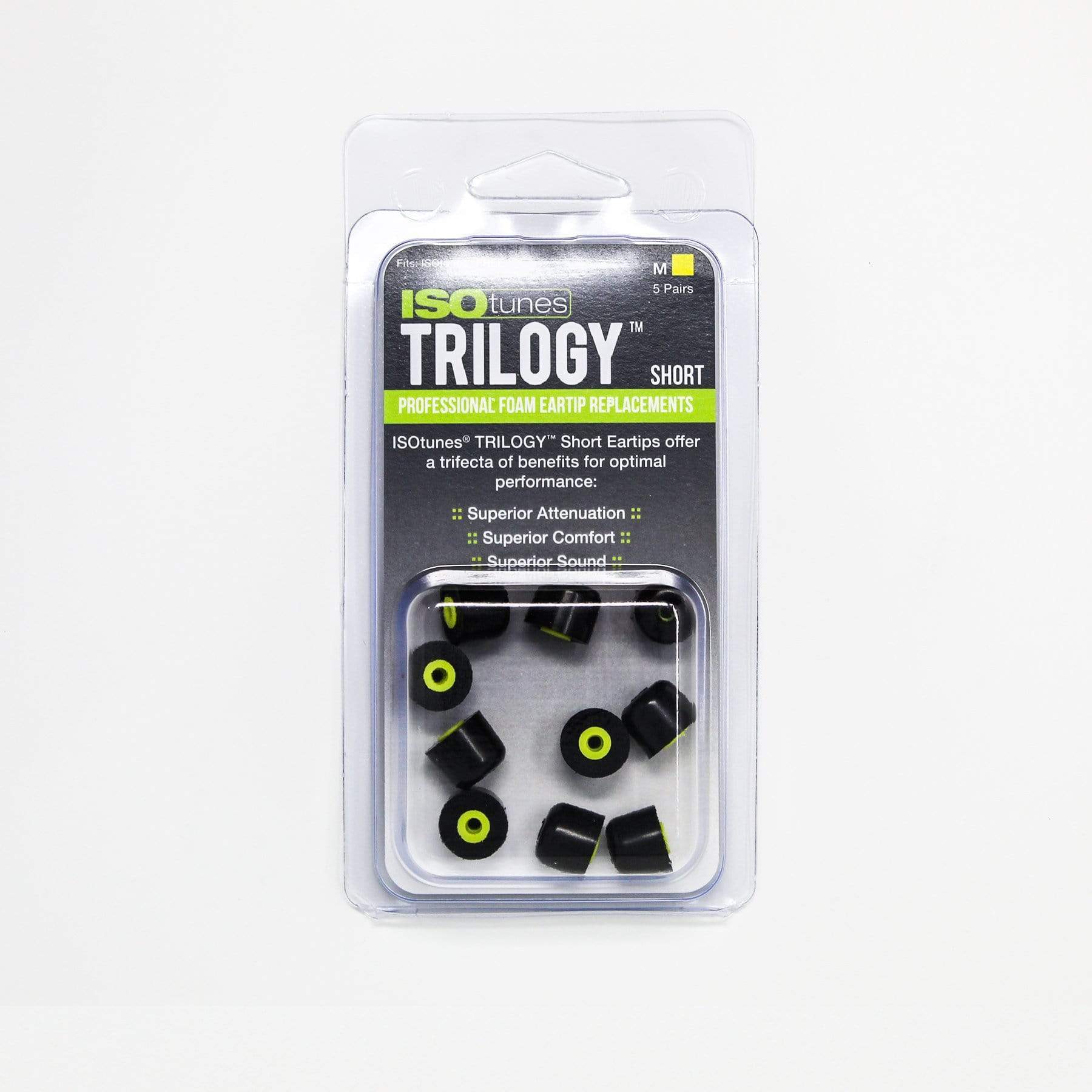 Short TRILOGY™ Foam Replacement Eartips for ISOtunes FREE (5 Pair Pack) - ISOtunes®