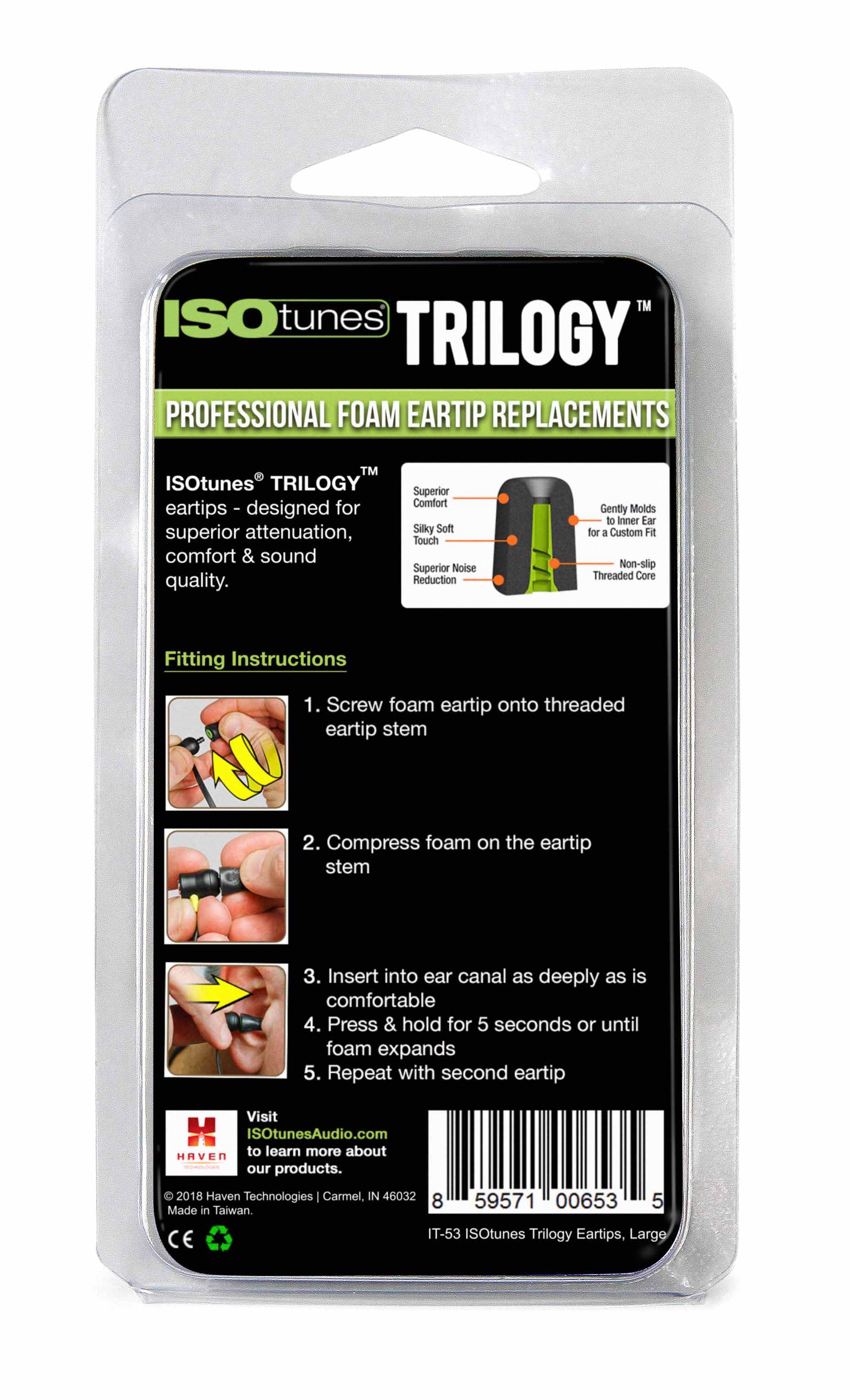 TRILOGY™ Foam Replacement Eartips (5 pair pack) - ISOtunes®
